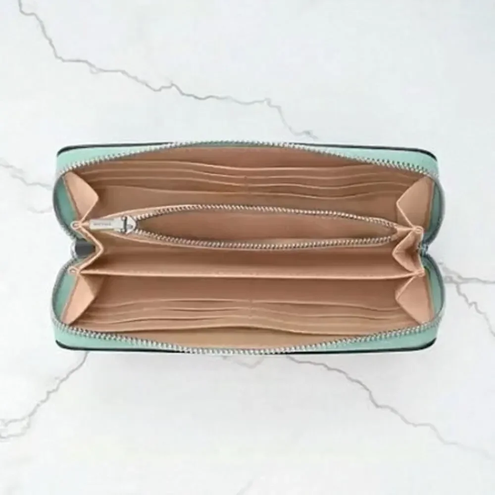 Coach Long Zip Around Leather Wallet in Faded Blue C4451